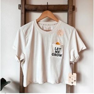 Recycled Threads Let Me Grow Embroidered Crop Top